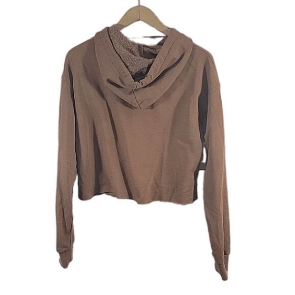 So Lounge Life Raw Hem Cropped 1/4 Zip Fleece Sweater Hoodie-Size Medium - Picture 3 of 6